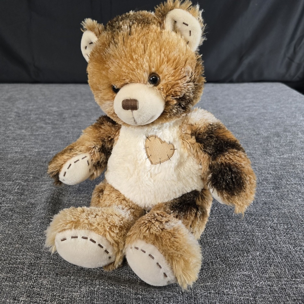 Build a Bear Patches Teddy Champ IV Brown Calico Stuffed Animal Mocha Toy Plush